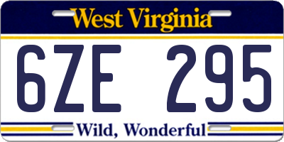 WV license plate 6ZE295