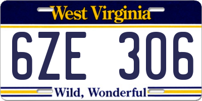 WV license plate 6ZE306