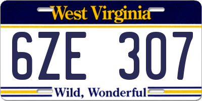 WV license plate 6ZE307