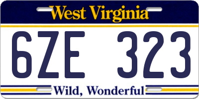 WV license plate 6ZE323