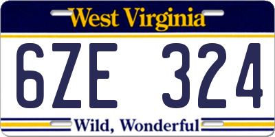 WV license plate 6ZE324