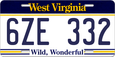 WV license plate 6ZE332