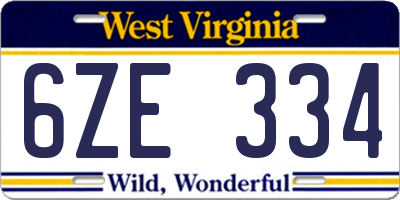 WV license plate 6ZE334