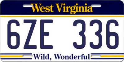 WV license plate 6ZE336
