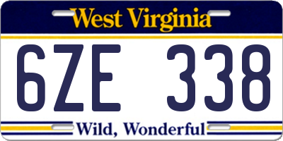 WV license plate 6ZE338