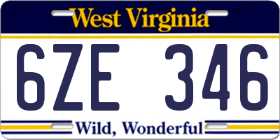 WV license plate 6ZE346
