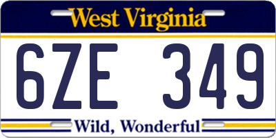 WV license plate 6ZE349