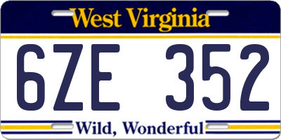 WV license plate 6ZE352