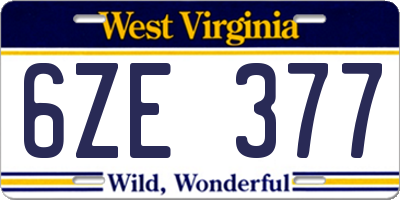 WV license plate 6ZE377