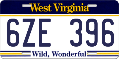 WV license plate 6ZE396