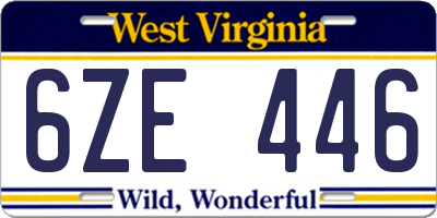 WV license plate 6ZE446