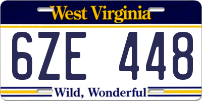 WV license plate 6ZE448