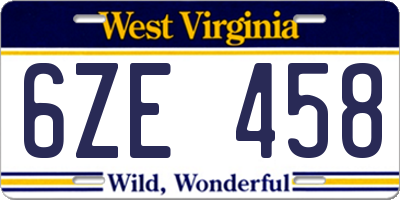 WV license plate 6ZE458