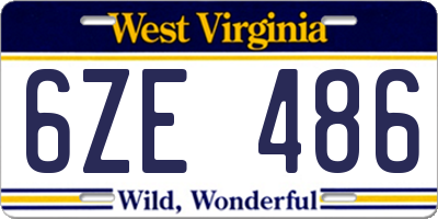 WV license plate 6ZE486