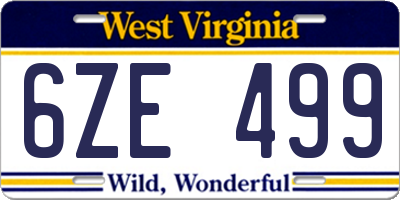 WV license plate 6ZE499