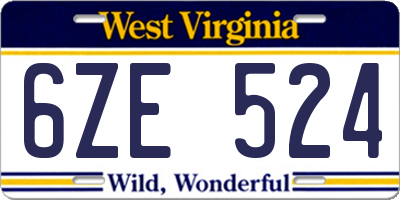 WV license plate 6ZE524