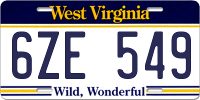 WV license plate 6ZE549