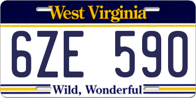 WV license plate 6ZE590