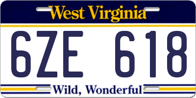 WV license plate 6ZE618
