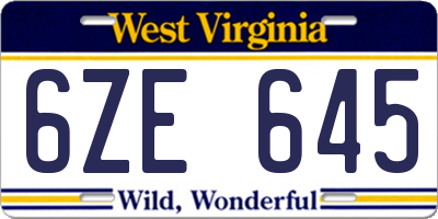 WV license plate 6ZE645
