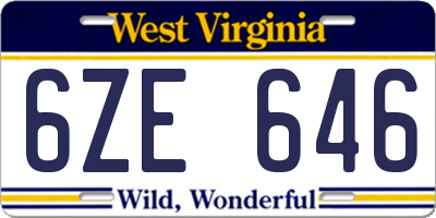 WV license plate 6ZE646