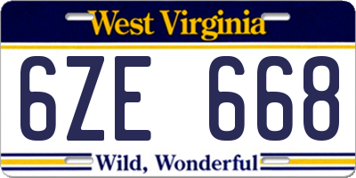WV license plate 6ZE668
