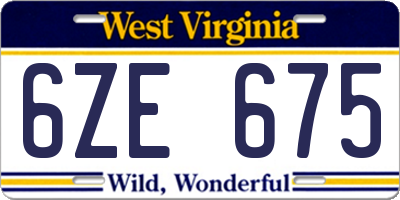 WV license plate 6ZE675