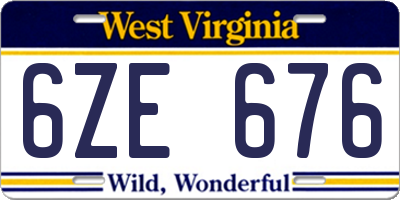WV license plate 6ZE676