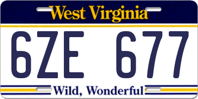 WV license plate 6ZE677