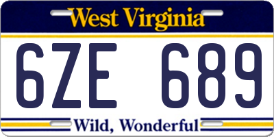 WV license plate 6ZE689
