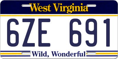 WV license plate 6ZE691