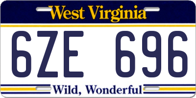 WV license plate 6ZE696