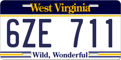 WV license plate 6ZE711