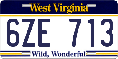 WV license plate 6ZE713
