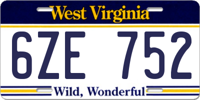 WV license plate 6ZE752