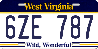 WV license plate 6ZE787