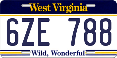 WV license plate 6ZE788