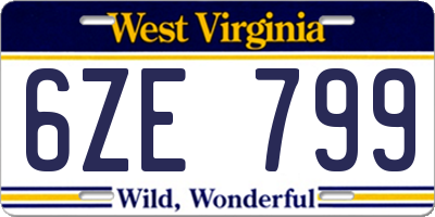 WV license plate 6ZE799