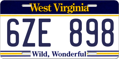 WV license plate 6ZE898