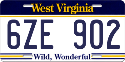 WV license plate 6ZE902