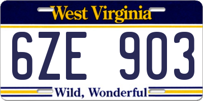 WV license plate 6ZE903