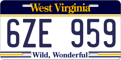 WV license plate 6ZE959