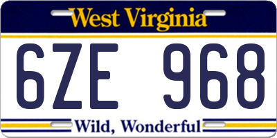 WV license plate 6ZE968