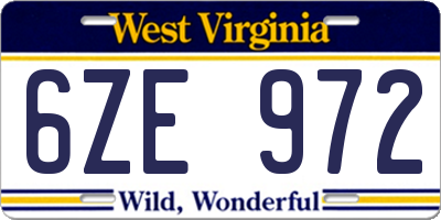 WV license plate 6ZE972
