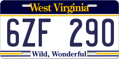 WV license plate 6ZF290
