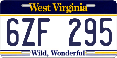 WV license plate 6ZF295