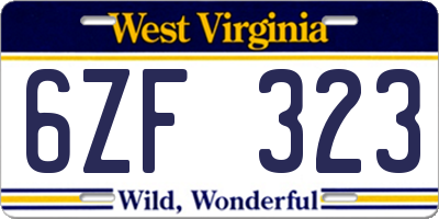 WV license plate 6ZF323