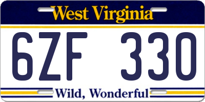 WV license plate 6ZF330