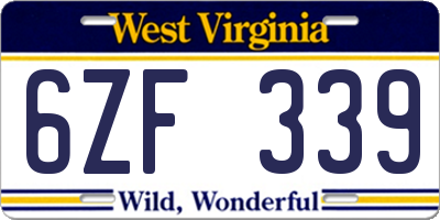 WV license plate 6ZF339