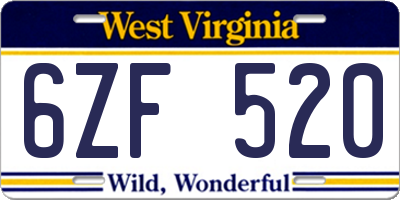 WV license plate 6ZF520